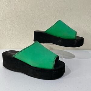Vintage 90s Y2k Classified Green Black Foam Chunky Platform Slide Sandals 8